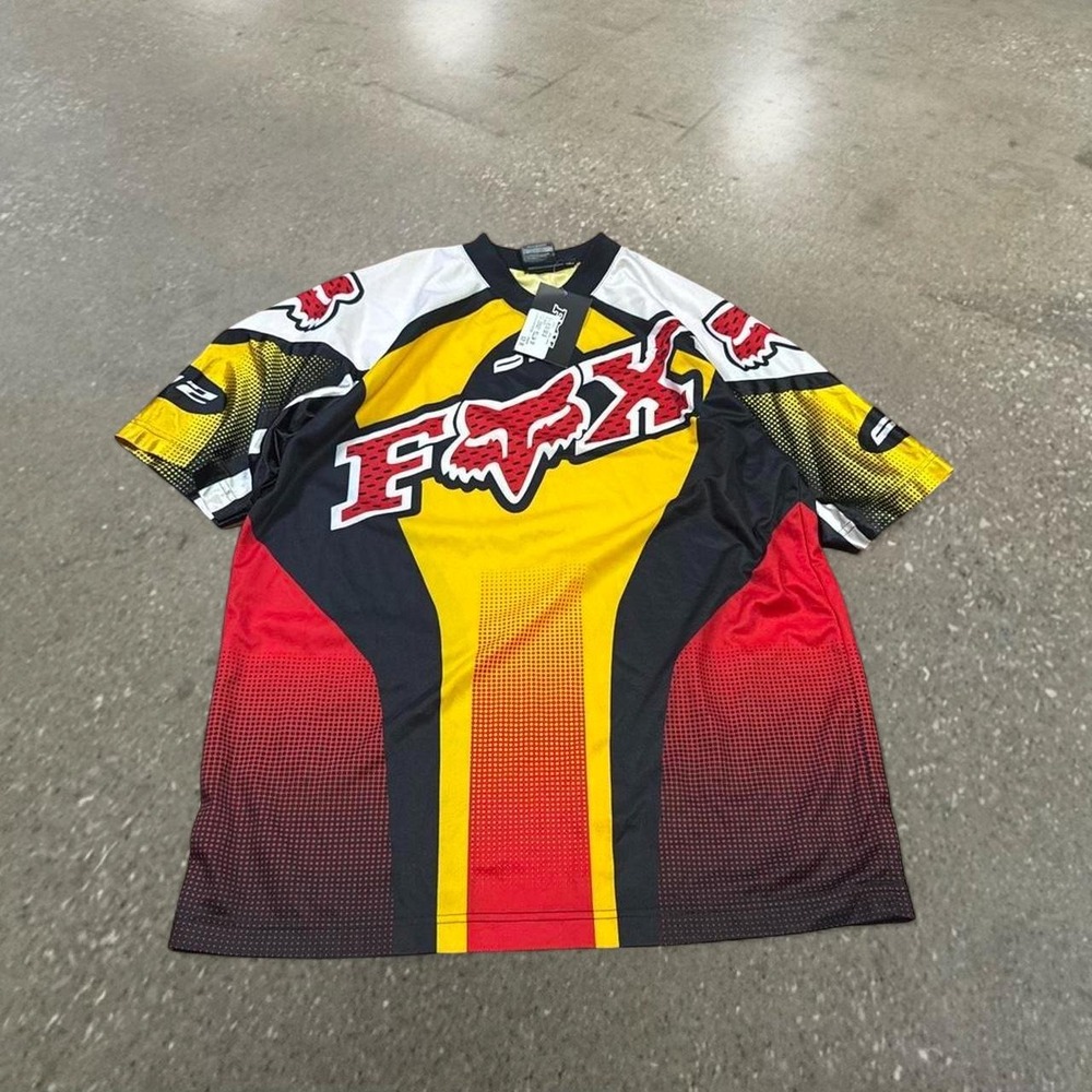 Fox Racing Red Yellow Y2K Motocross Jersey Shirt Mens Small